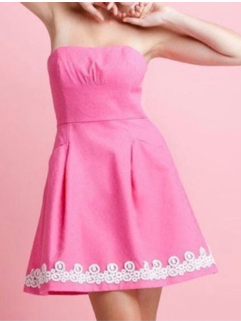 Lilly Pulitzer Pink and White Strapless Dress